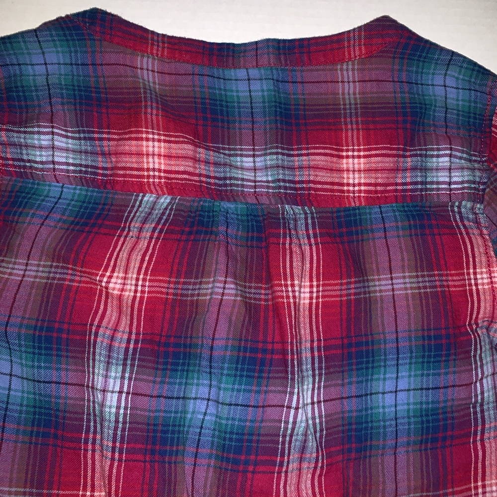 American Eagle Plaid Button Front Ruffle Blouse - image 6